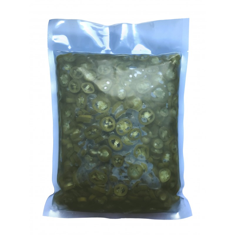 Piments verts Jalapenos en rondelles – Poche 210G Piments verts Jalapenos en rondelles – Poche 210G