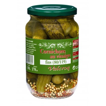 Cornichons au vinaigre fins 80+ Valcroq Bocal 37CL