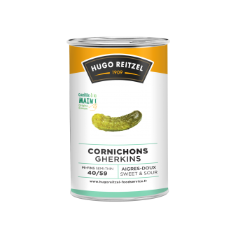 CORNICHONS MI-FINS AIGRES-DOUX 40+  BOITE 5/1