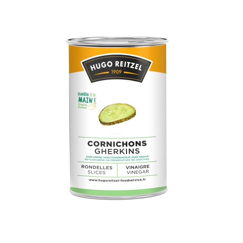 Cornichons au vinaigre en rondelles Boite 5/1 sans additif, conservateurs et arôme Cornichons au vinaigre en rondelles Boite 5/1 sans additif, conservateurs et arôme