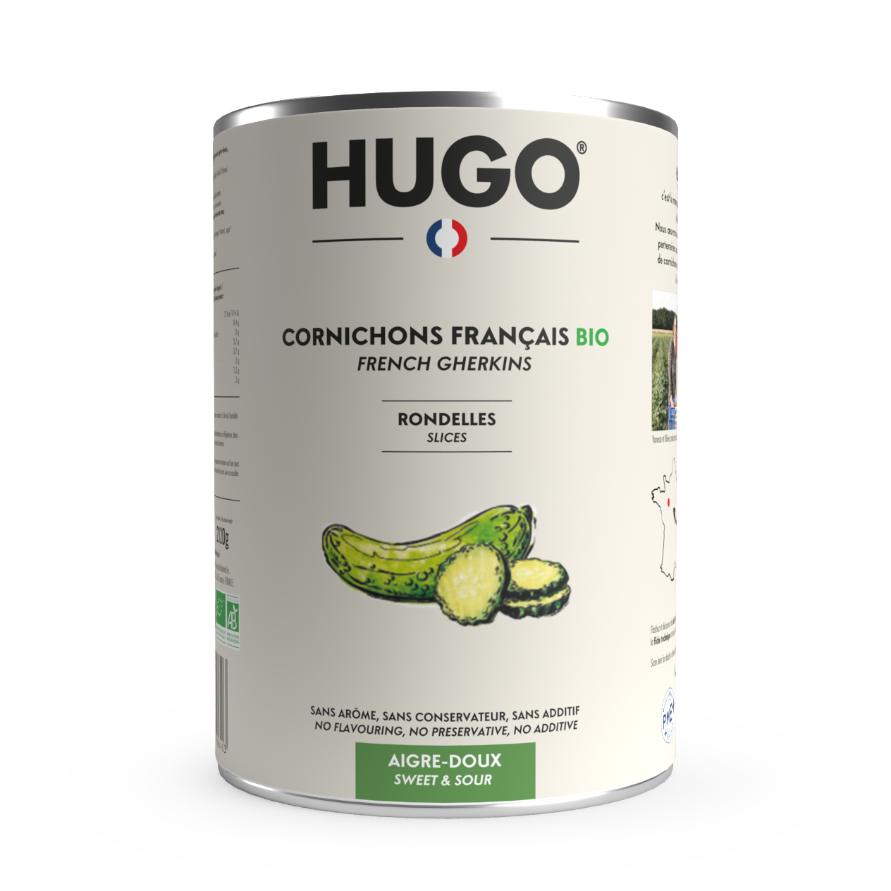 Rondelles de cornichons français aigres-douces