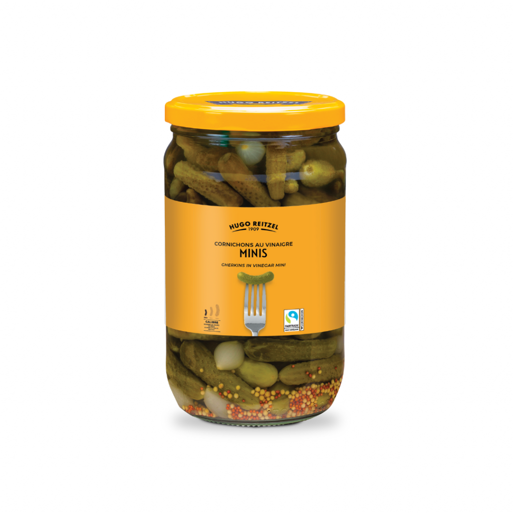 Mini Cornichons fairtrade au vinaigre 300+ Bocal 72cl
